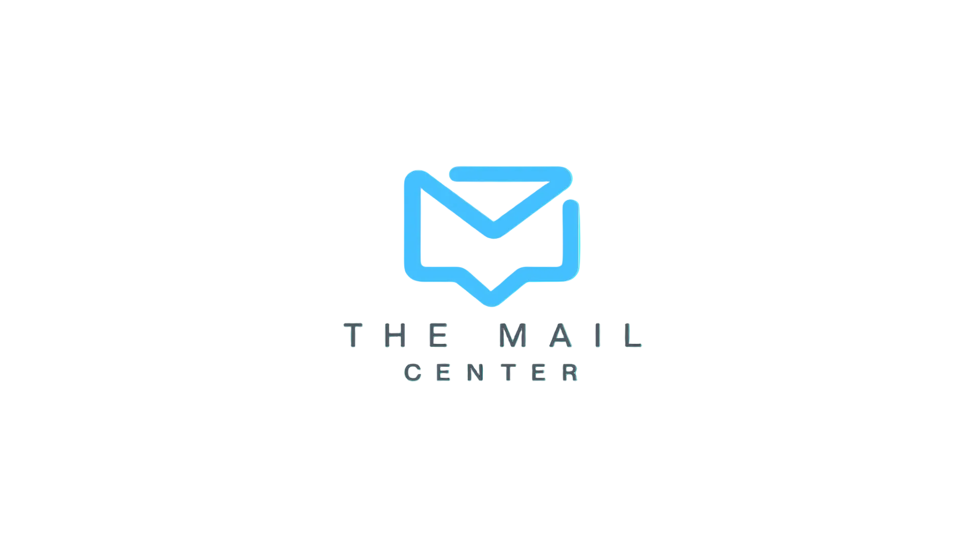 Logo of The Mail Center with a blue envelope icon on a white background